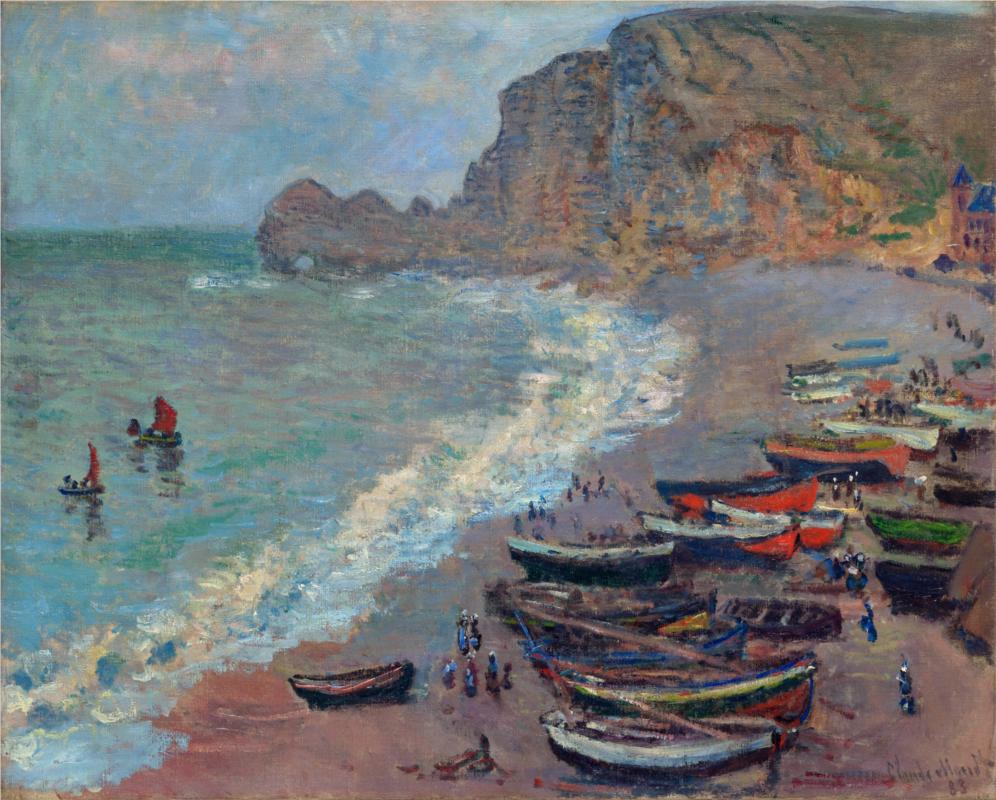 The Beach at Etretat, 1883 - Claude Monet Paintings